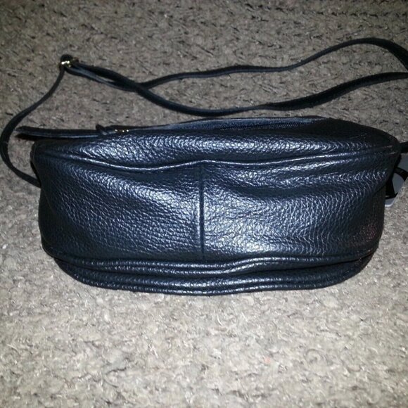 VALENTINA-Black Pebbled Leather Flap Bag/Front Stitching-NWT - Picture 4 of 7